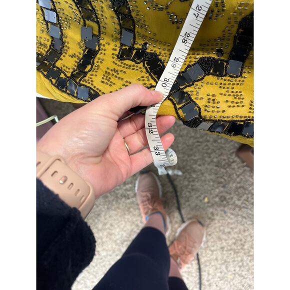 Free People Speak Easy Mini Dress beaded gold and black Size 4 new $168 - Picture 4 of 9